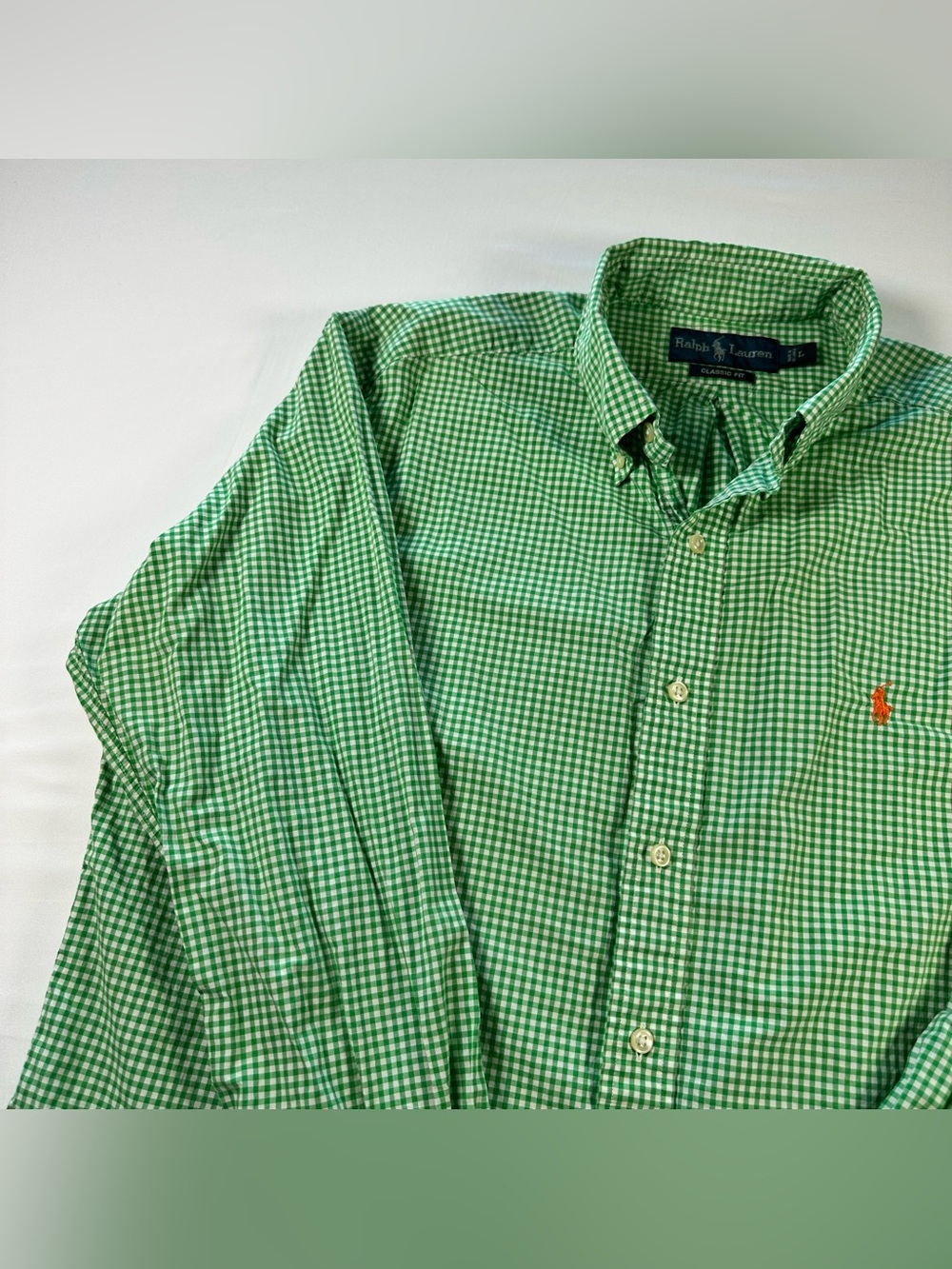 Ralph Lauren Classic Fit Shirt Mens L Green Gingham Check Button Down Cotton - Picture 5 of 12